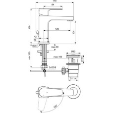 Смеситель для раковины с донным клапаном Ideal Standard Cerafine D BC689AA