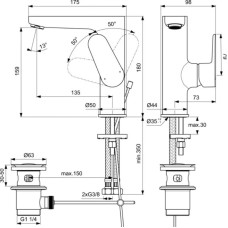 Смеситель для раковины с донным клапаном Ideal Standard Cerafine O BC703U4