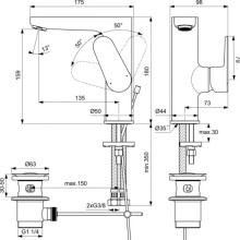 Смеситель для раковины с донным клапаном Ideal Standard Cerafine O BC703AA