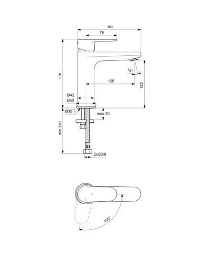 Смеситель для раковины без донного клапана Ideal Standard Cerafine O BC700AA