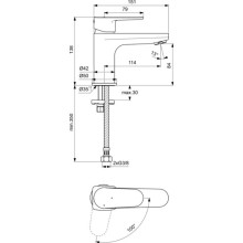 Смеситель для раковины без донного клапана Ideal Standard Cerafine O BC697AA
