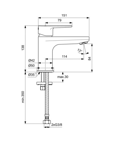 Смеситель для раковины без донного клапана Ideal Standard Cerafine O BC696AA