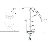 Смеситель напольный для раковины без донного клапана Kerasan Artwork 756198 NEW