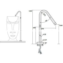Смеситель напольный для раковины без донного клапана Kerasan Artwork 756198 NEW