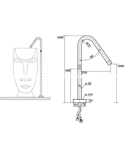 Смеситель напольный для раковины без донного клапана Kerasan Artwork 756198 NEW