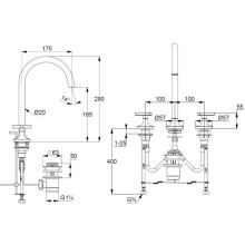 Смеситель для раковины с донным клапаном Kludi Nova Fonte Deco 201430539