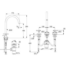 Смеситель для раковины с донным клапаном Kludi Nova Fonte Deco 201430539