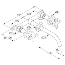 Смеситель для раковины без донного клапана Kludi Nova Fonte Classic 201440520