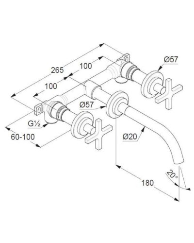 Смеситель для раковины без донного клапана Kludi Nova Fonte Classic 201440520