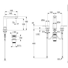 Смеситель для раковины с донным клапаном Kludi Zenta SL 483930565