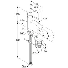 Смеситель для раковины с донным клапаном Kludi Bozz 382630576