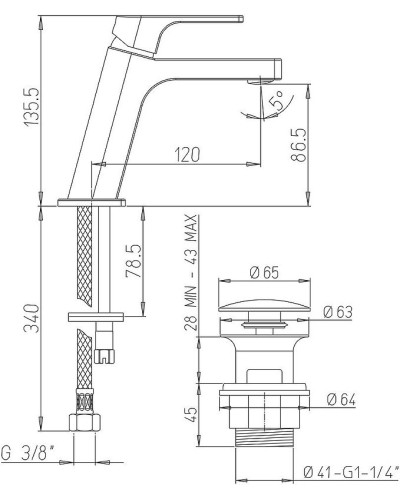 Смеситель для раковины Paini Atacama WWCR211ESRKM Хром