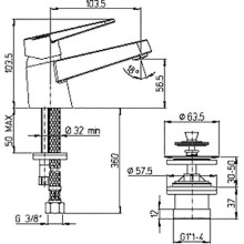 Смеситель для раковины Paini Ventus 93CR2112SKM Хром