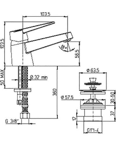 Смеситель для раковины Paini Ventus 93CR2112SKM Хром