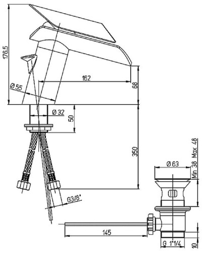 Смеситель для раковины Paini Morgana 73OP211 Золото