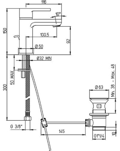 Смеситель для раковины Paini Arena 92CR211FTKM Хром