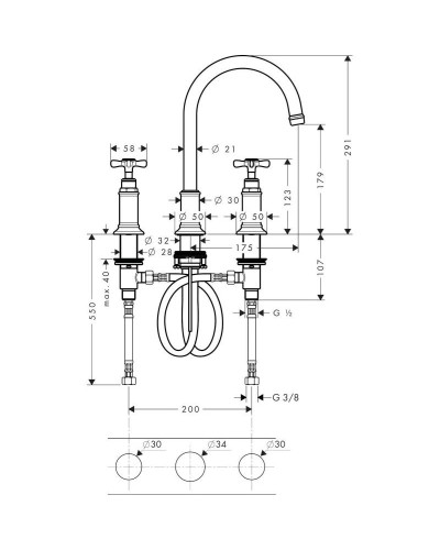 Смеситель для раковины с донным клапаном Axor Montreux 16513820