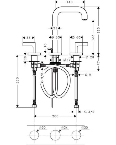 Смеситель для раковины с донным клапаном Axor Citterio 39135000