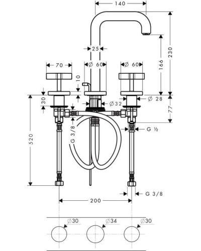 Смеситель для раковины с донным клапаном Axor Citterio 39133000