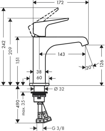 Смеситель для раковины с выпуском Axor Citterio E 36111000