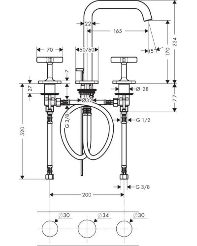 Смеситель для раковины с донным клапаном Axor Citterio E 36108000