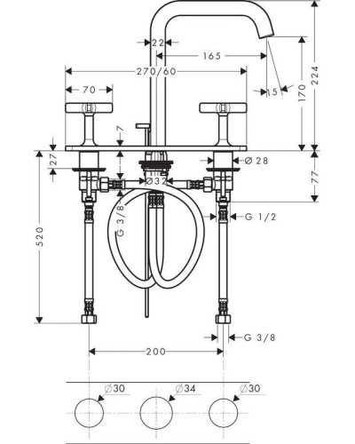 Смеситель для раковины с донным клапаном Axor Citterio E 36116000