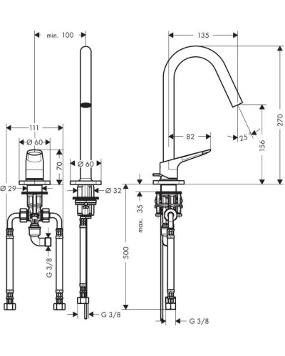 Смеситель для раковины с донным клапаном Axor Citterio M 34132000