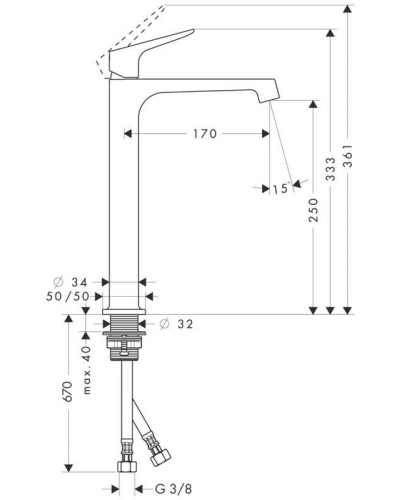 Смеситель для раковины с выпуском Axor Citterio M 34127000