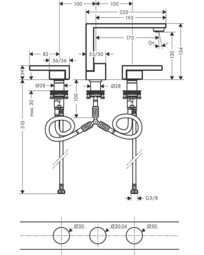 Смеситель для раковины с донным клапаном Axor Edge 46051000