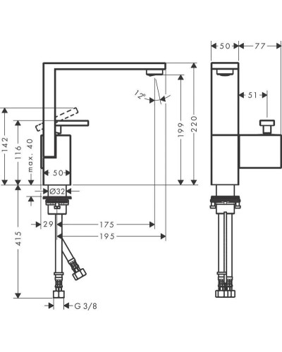 Смеситель для раковины с донным клапаном Axor Edge 46021000