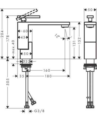 Смеситель для раковины с донным клапаном Axor Edge 46010000