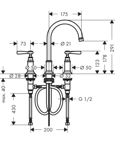 Смеситель для раковины с донным клапаном Axor Montreux 16514000