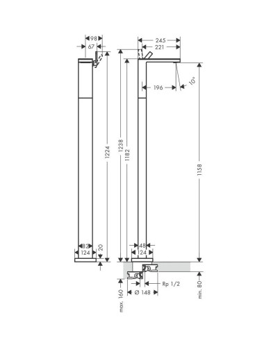 Смеситель напольный для раковины с донным клапаном Axor MyEdition 47040000