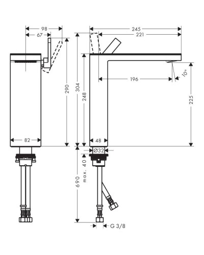 Смеситель для раковины с донным клапаном Axor MyEdition 47020000