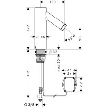 Смеситель для раковины бесконтактный, питание от батареи Axor Starck 10106000