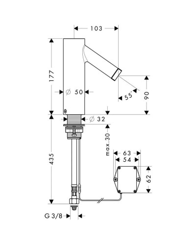 Смеситель для раковины бесконтактный, питание от батареи Axor Starck 10106000