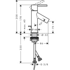 Смеситель для раковины с донным клапаном Axor Starck 10102000