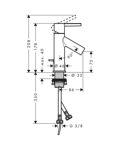 Смеситель для раковины с донным клапаном Axor Starck 10102000