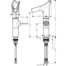 Смеситель для раковины с выпуском Axor Starck V 12114000