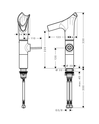 Смеситель для раковины с выпуском Axor Starck V 12114000