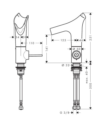 Смеситель для раковины с выпуском Axor Starck V 12122000