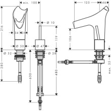 Смеситель для раковины с выпуском Axor Starck V 12115000