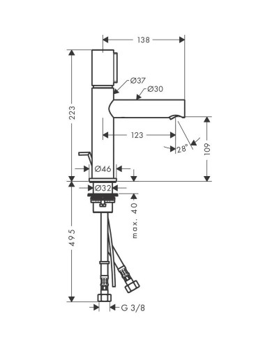 Смеситель для раковины с донным клапаном Axor Uno 45010000