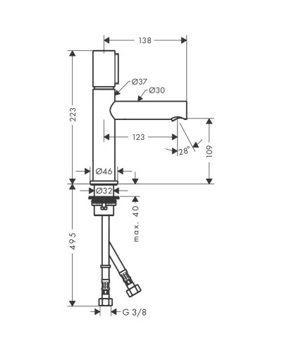Смеситель для раковины с выпуском Axor Uno 45012000