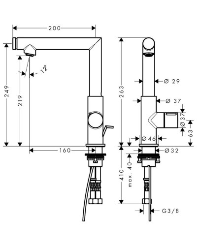 Смеситель для раковины с донным клапаном Axor Uno 45016000