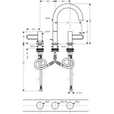 Смеситель для раковины с донным клапаном Axor Uno 38054000