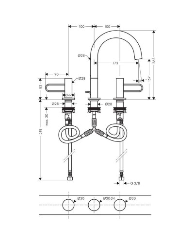 Смеситель для раковины с донным клапаном Axor Uno 38054000