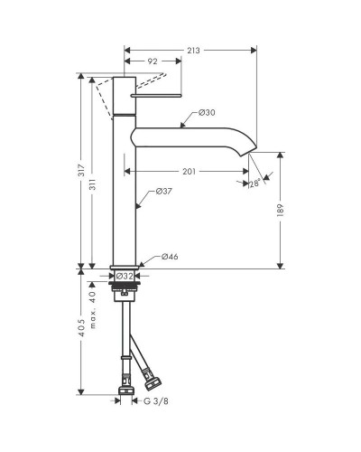 Смеситель для раковины с выпуском Axor Uno 38032000