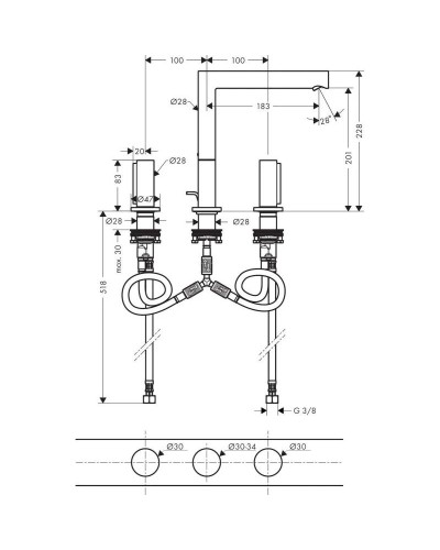 Смеситель для раковины с донным клапаном Axor Uno 45133000