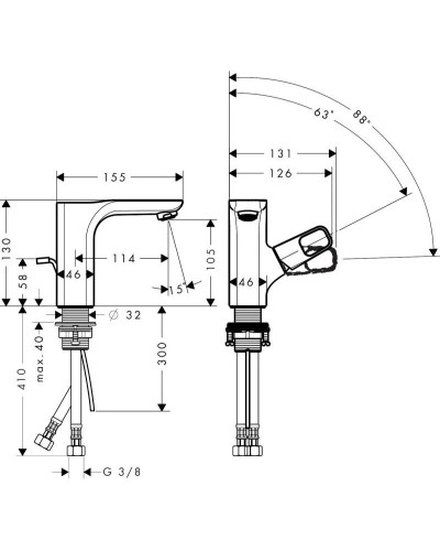 Смеситель для раковины с донным клапаном Axor Urquiola 11025000